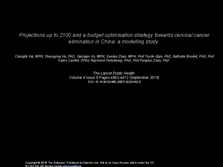 Projections up to 2100 and a budget optimisation strategy towards cervical cancer elimination in