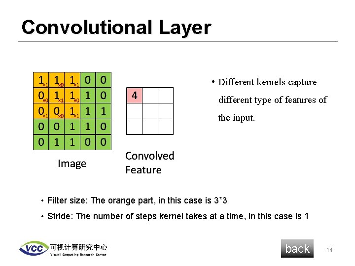 Convolutional Layer • Different kernels capture different type of features of the input. •