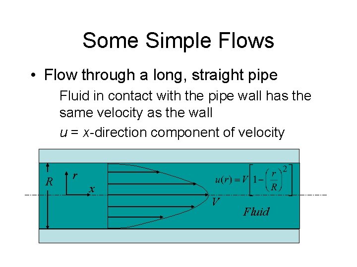 Some Simple Flows • Flow through a long, straight pipe Fluid in contact with Some Simple Flows • Flow through a long, straight pipe Fluid in contact with