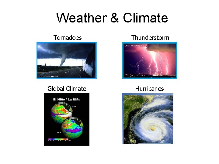 Weather & Climate Tornadoes Thunderstorm Global Climate Hurricanes Weather & Climate Tornadoes Thunderstorm Global Climate Hurricanes