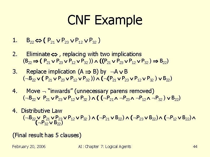 CNF Example 1. B 22 ( P 21 P 23 P 12 P 32