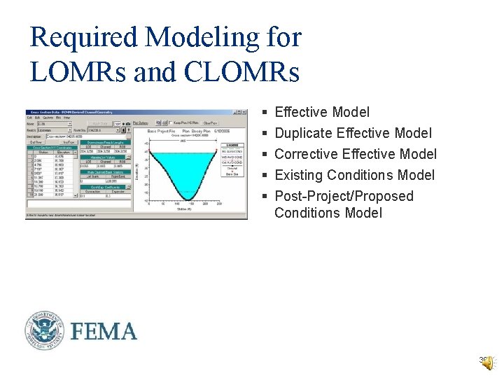 Required Modeling for LOMRs and CLOMRs § § § Effective Model Duplicate Effective Model