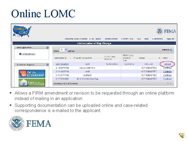 Online LOMC § Allows a FIRM amendment or revision to be requested through an