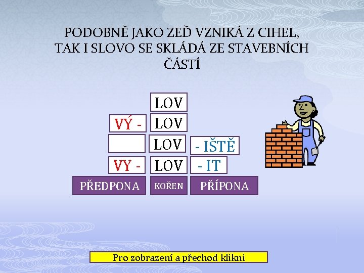 PODOBNĚ JAKO ZEĎ VZNIKÁ Z CIHEL, TAK I SLOVO SE SKLÁDÁ ZE STAVEBNÍCH ČÁSTÍ