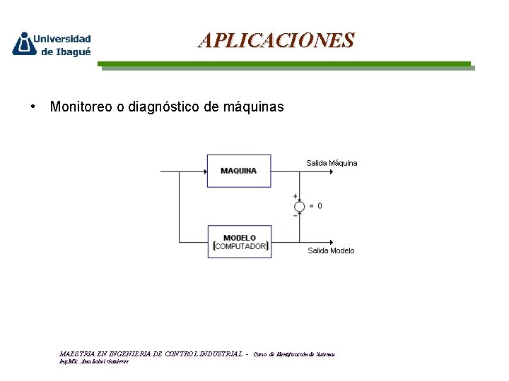 APLICACIONES • Monitoreo o diagnóstico de máquinas MAESTRIA EN INGENIERIA DE CONTROL INDUSTRIAL Ing.