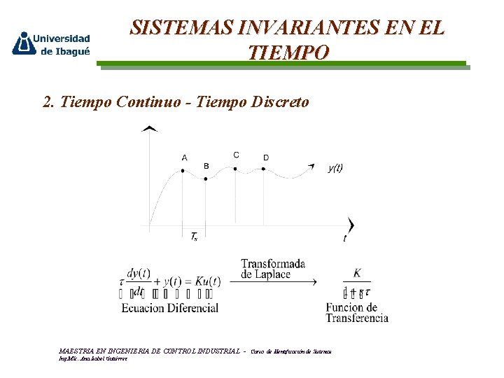 SISTEMAS INVARIANTES EN EL TIEMPO 2. Tiempo Continuo - Tiempo Discreto MAESTRIA EN INGENIERIA