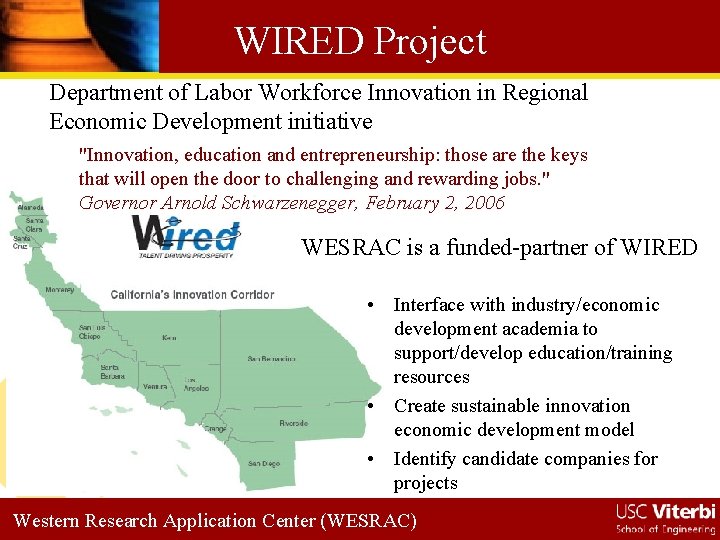 WIRED Project Department of Labor Workforce Innovation in Regional Economic Development initiative "Innovation, education