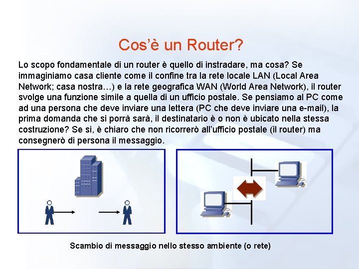 Cos’è un Router? Lo scopo fondamentale di un router è quello di instradare, ma