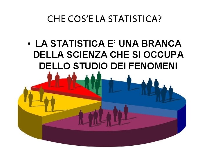 CHE COS’E LA STATISTICA? • LA STATISTICA E’ UNA BRANCA DELLA SCIENZA CHE SI CHE COS’E LA STATISTICA? • LA STATISTICA E’ UNA BRANCA DELLA SCIENZA CHE SI