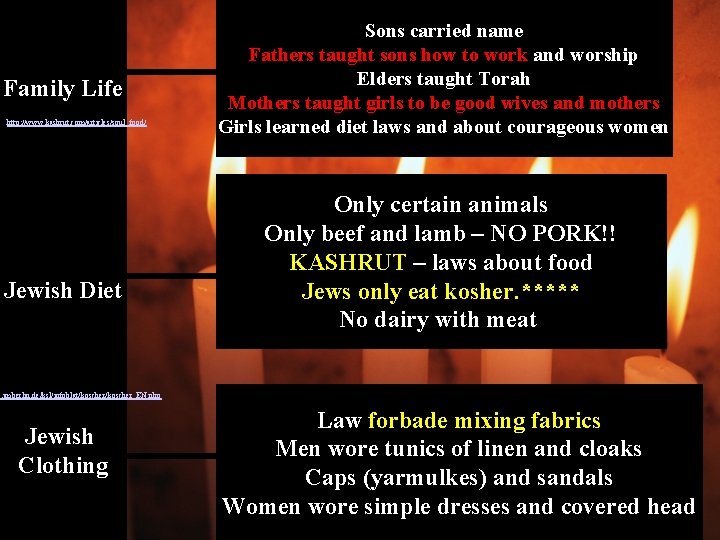 Family Life http: //www. kashrut. com/articles/soul_food/ Jewish Diet Sons carried name Fathers taught sons