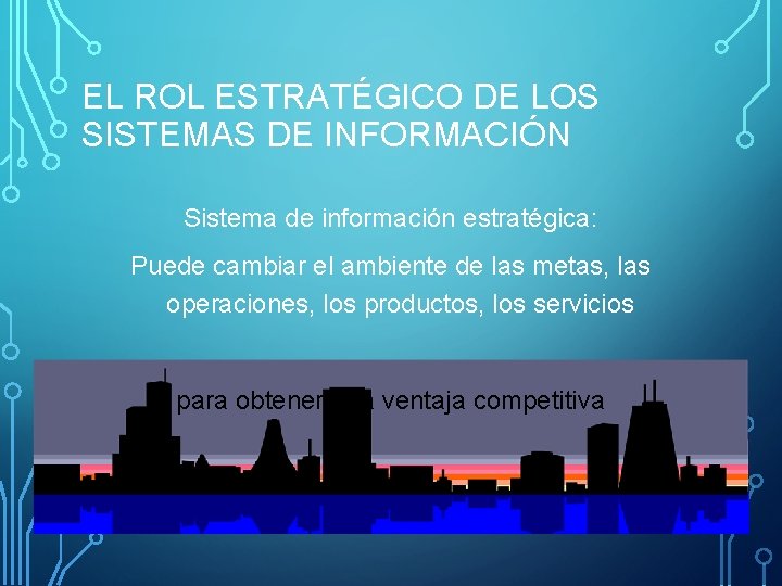 EL ROL ESTRATÉGICO DE LOS SISTEMAS DE INFORMACIÓN Sistema de información estratégica: Puede cambiar EL ROL ESTRATÉGICO DE LOS SISTEMAS DE INFORMACIÓN Sistema de información estratégica: Puede cambiar