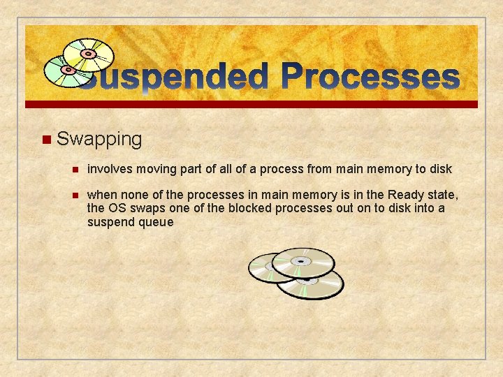 n Swapping n involves moving part of all of a process from main memory