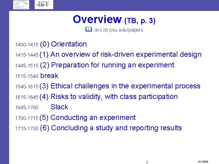 Overview (TB, p. 3) acs. ist. psu. edu/papers (0) Orientation 1415 -1445 (1) An Overview (TB, p. 3) acs. ist. psu. edu/papers (0) Orientation 1415 -1445 (1) An