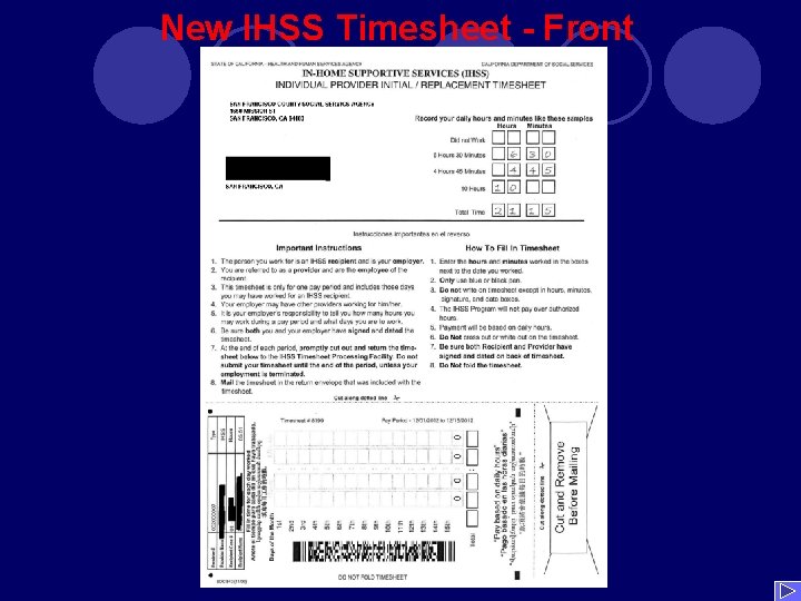 New IHSS Timesheet - Front 