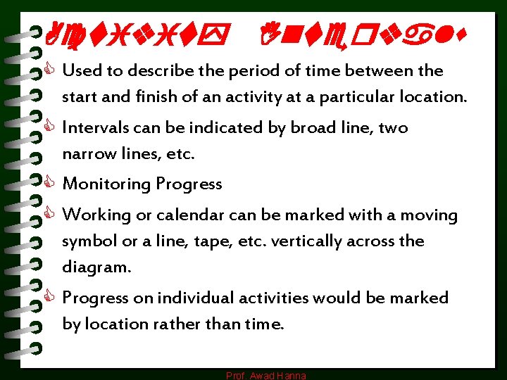 Activity Intervals C Used to describe the period of time between the start and