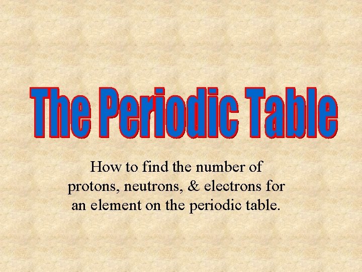 How to find the number of protons, neutrons, & electrons for an element on