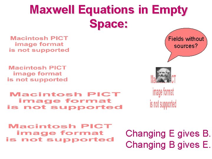 Maxwell Equations in Empty Space: Fields without sources? Changing E gives B. Changing B