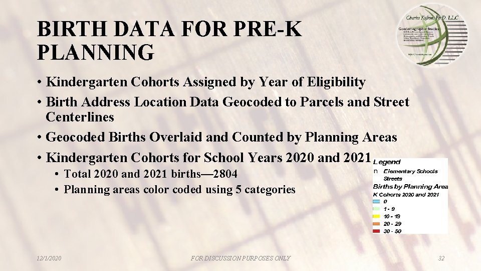 BIRTH DATA FOR PRE-K PLANNING • Kindergarten Cohorts Assigned by Year of Eligibility • BIRTH DATA FOR PRE-K PLANNING • Kindergarten Cohorts Assigned by Year of Eligibility •