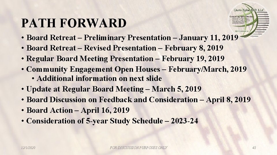 PATH FORWARD • Board Retreat – Preliminary Presentation – January 11, 2019 • Board PATH FORWARD • Board Retreat – Preliminary Presentation – January 11, 2019 • Board