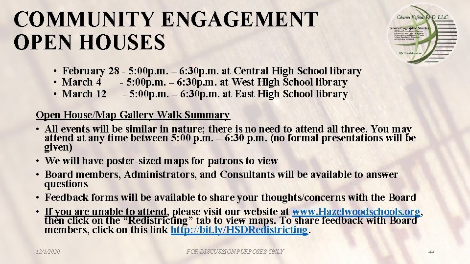 COMMUNITY ENGAGEMENT OPEN HOUSES • February 28 - 5: 00 p. m. – 6: COMMUNITY ENGAGEMENT OPEN HOUSES • February 28 - 5: 00 p. m. – 6: