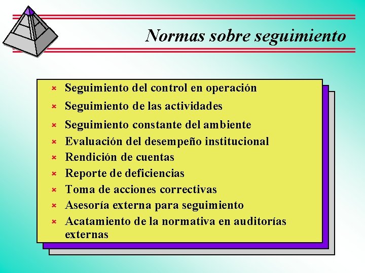 Normas sobre seguimiento û Seguimiento del control en operación û Seguimiento de las actividades