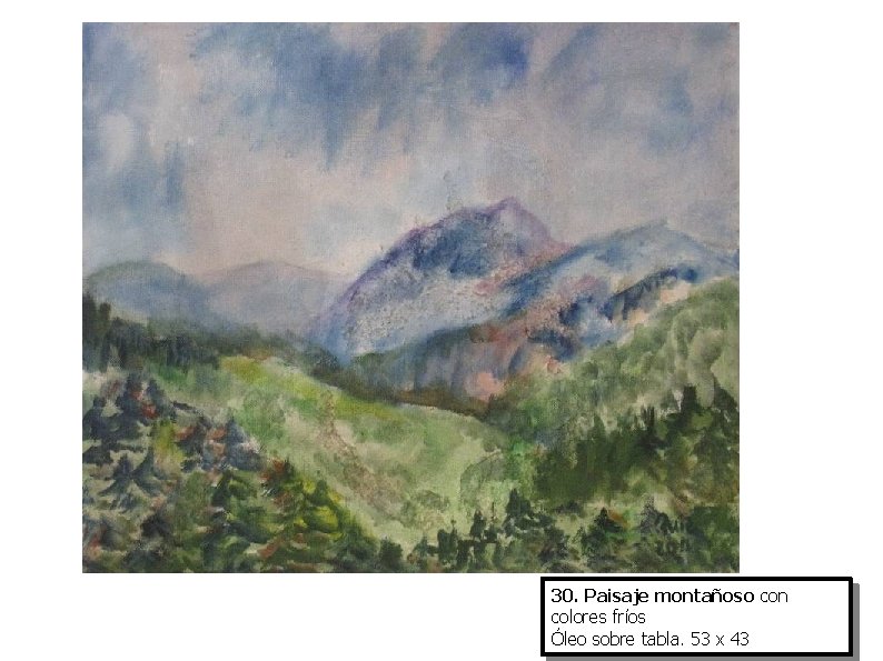 30. Paisaje montañoso con colores fríos Óleo sobre tabla. 53 x 43 