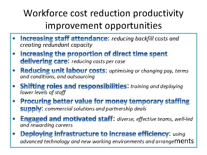 Workforce cost reduction productivity improvement opportunities creating redundant capacity : reducing backfill costs and