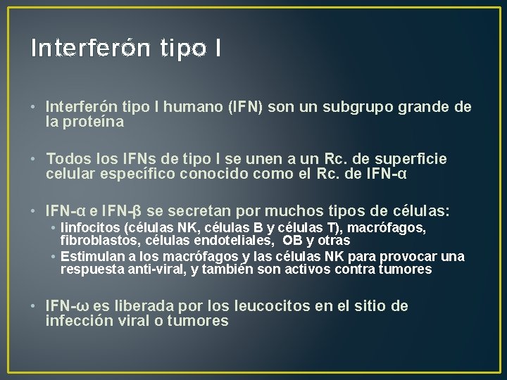 Interferón tipo I • Interferón tipo I humano (IFN) son un subgrupo grande de