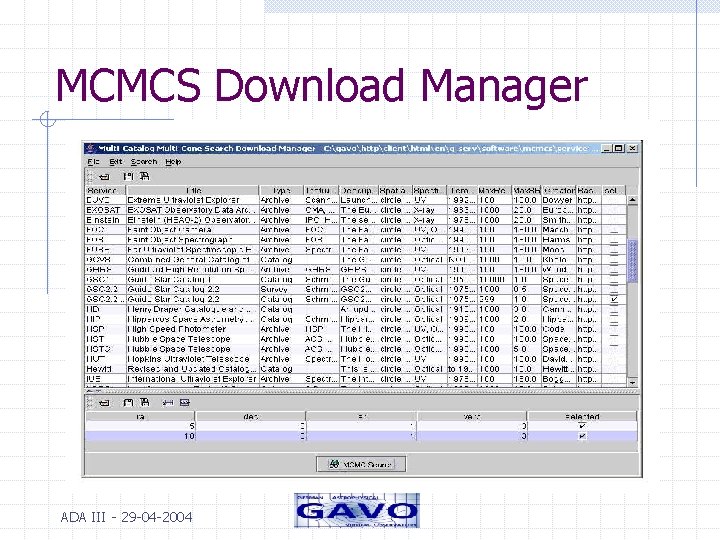 MCMCS Download Manager ADA III - 29 -04 -2004 