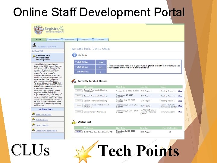 Online Staff Development Portal CLUs Tech Points 12 