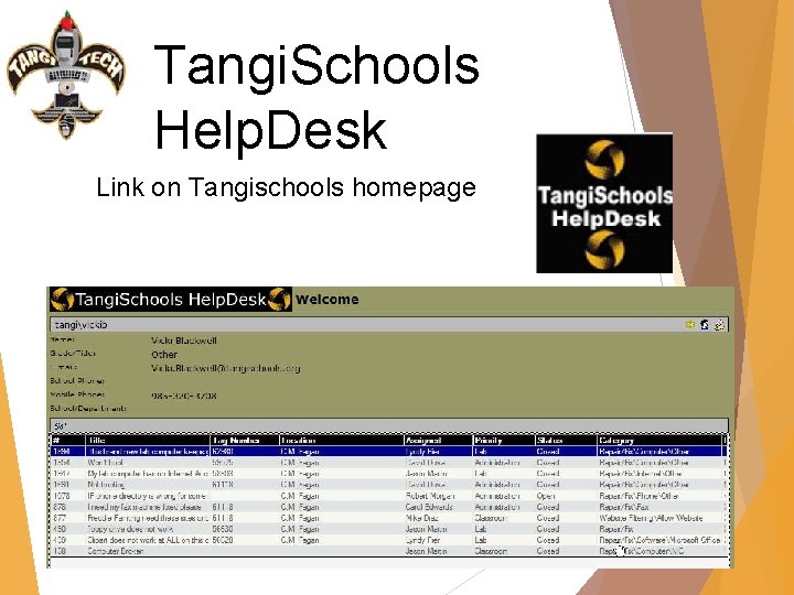 Tangi. Schools Help. Desk Link on Tangischools homepage 6 