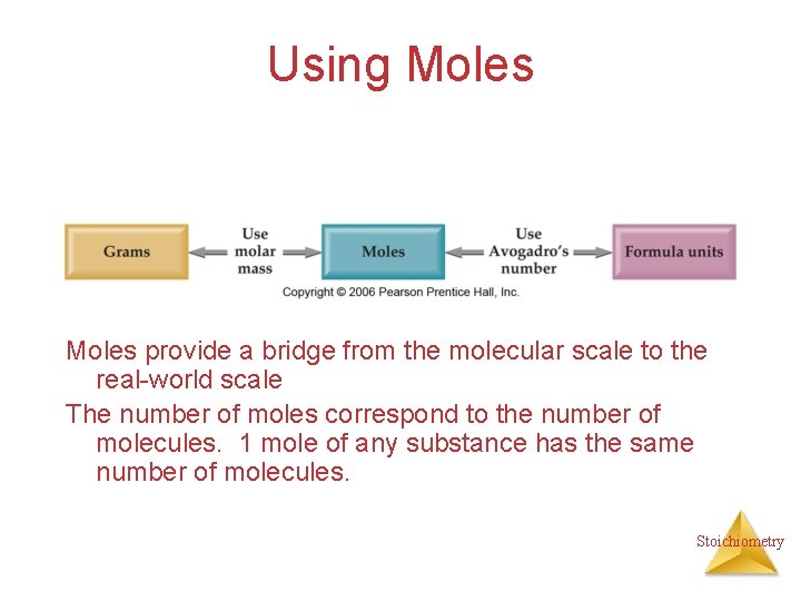 Using Moles provide a bridge from the molecular scale to the real-world scale The