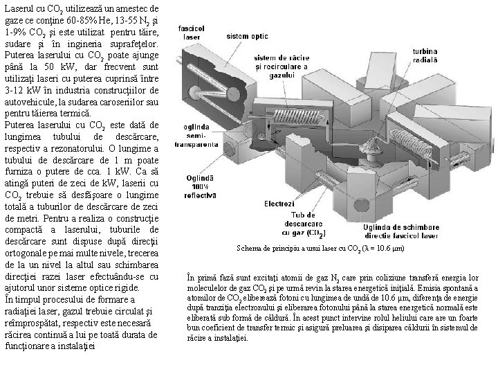 Laserul cu CO 2 utilizează un amestec de gaze ce conţine 60 -85% He,