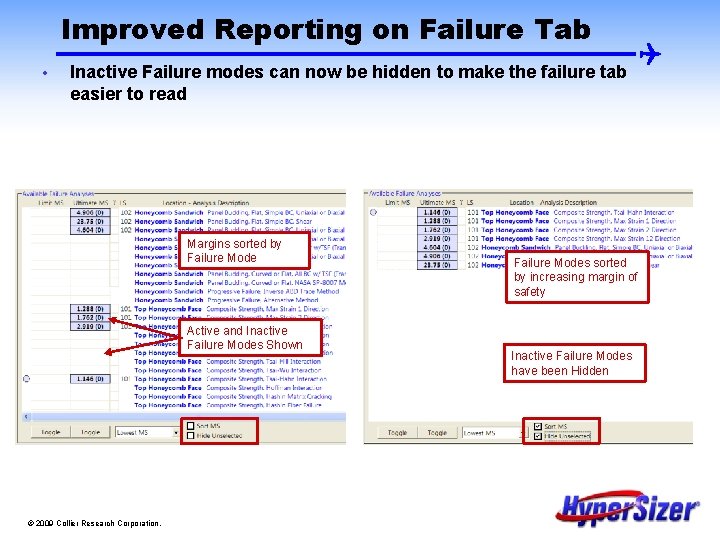 Improved Reporting on Failure Tab • Inactive Failure modes can now be hidden to