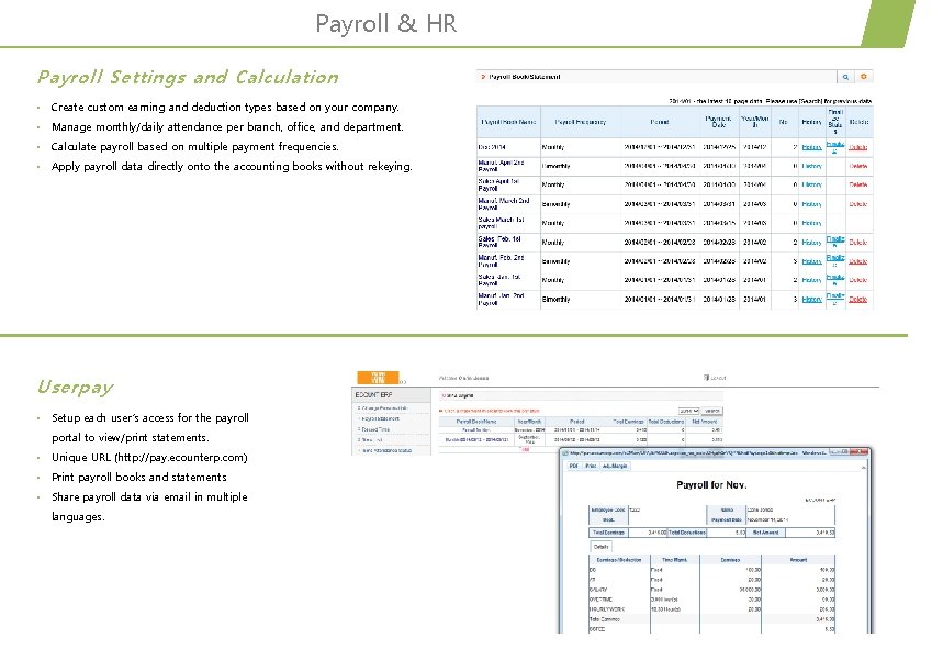 Payroll & HR Payroll Settings and Calculation • Create custom earning and deduction types