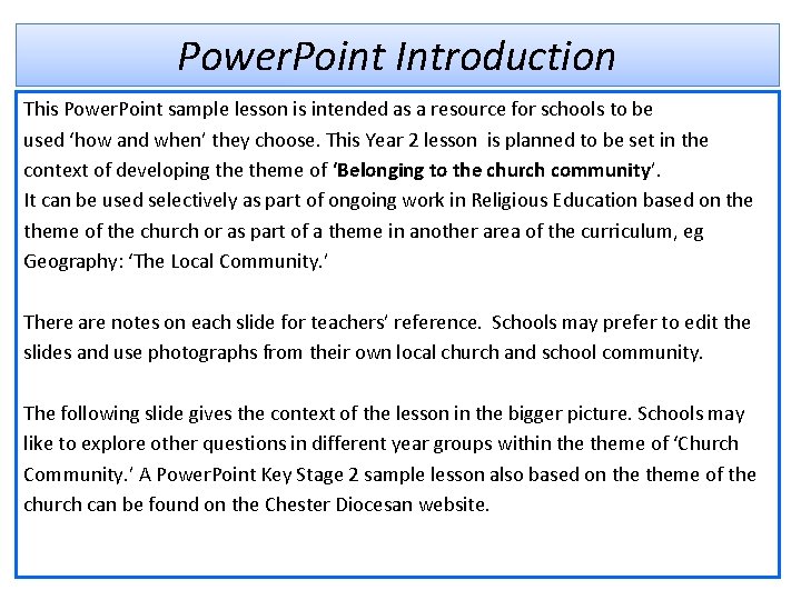 Power. Point Introduction This Power. Point sample lesson is intended as a resource for