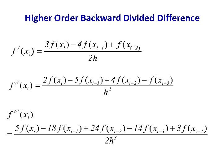 Higher Order Backward Divided Difference Higher Order Backward Divided Difference