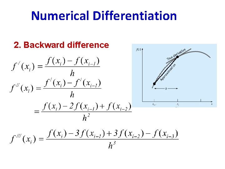 Numerical Differentiation 2. Backward difference Numerical Differentiation 2. Backward difference