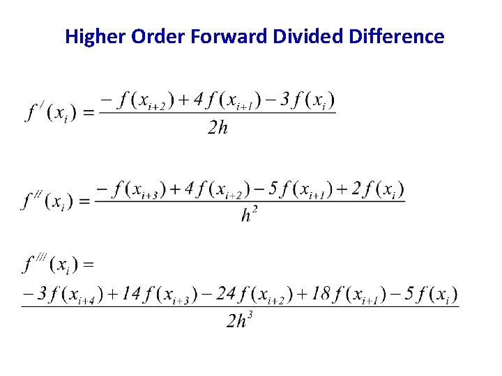 Higher Order Forward Divided Difference Higher Order Forward Divided Difference