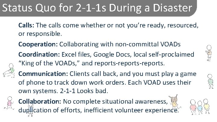 Status Quo for 2 -1 -1 s During a Disaster Calls: The calls come
