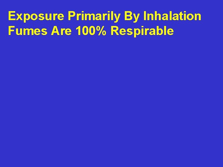 Exposure Primarily By Inhalation Fumes Are 100% Respirable 