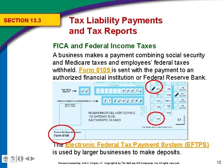 SECTION 13. 3 Tax Liability Payments and Tax Reports FICA and Federal Income Taxes