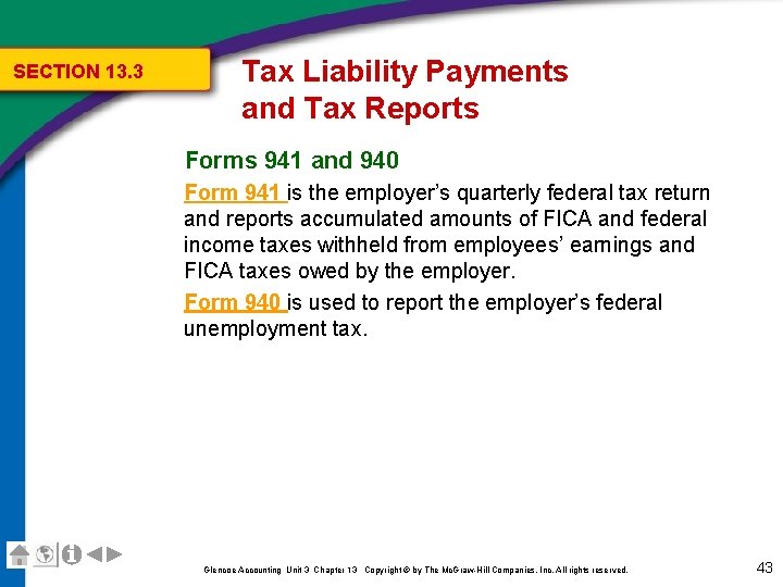 SECTION 13. 3 Tax Liability Payments and Tax Reports Forms 941 and 940 Form