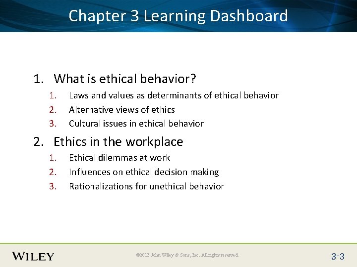 Place Slide Title Text Here Dashboard Chapter 3 Learning 1. What is ethical behavior?