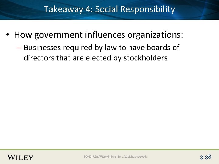 Takeaway 4: Social Place Slide Title Text Here. Responsibility • How government influences organizations: