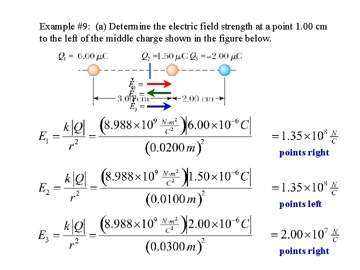 Example #9: (a) Determine the electric field strength at a point 1. 00 cm
