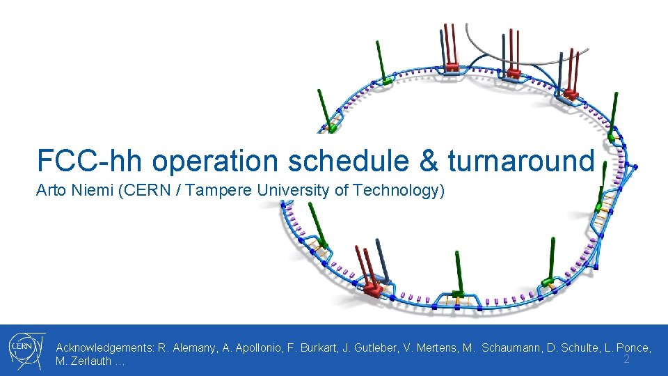 FCC-hh operation schedule & turnaround Arto Niemi (CERN / Tampere University of Technology) Acknowledgements: