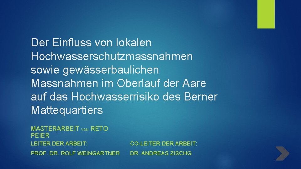 Der Einfluss von lokalen Hochwasserschutzmassnahmen sowie gewässerbaulichen Massnahmen im Oberlauf der Aare auf das