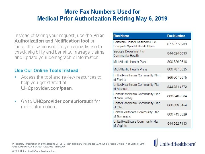 More Fax Numbers Used for Medical Prior Authorization Retiring May 6, 2019 Instead of