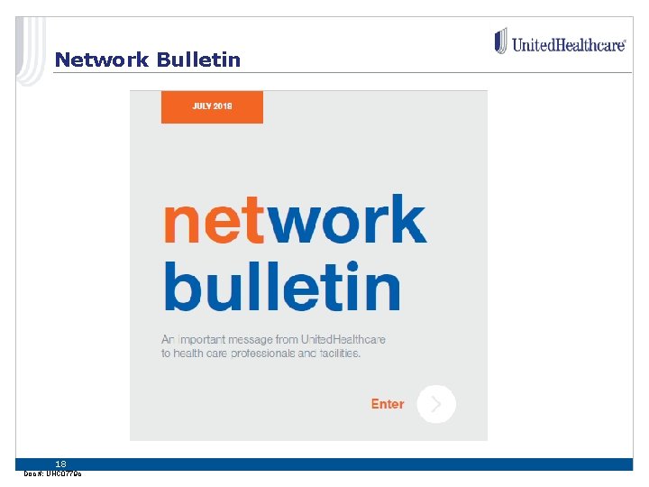 Network Bulletin 18 Doc #: UHC 0779 c 